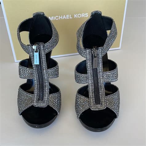 michael kors berkley t strap glitter|Michael Michael Kors Women's Berkley T Strap Silver Glitter 9 M.